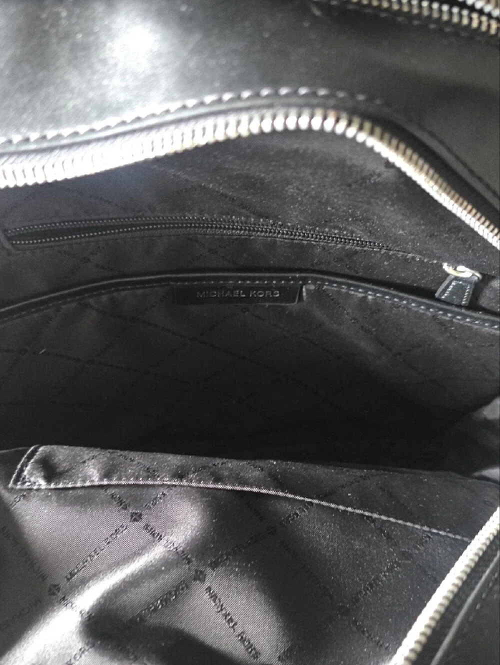 Michael Kors Gray Signature Backpack with Black Trim